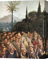 Altarpiece of Calvary Canvas Paintings - The Ghent Altarpiece Adoration of the Lamb [detail top left 1] by Jan van Eyck